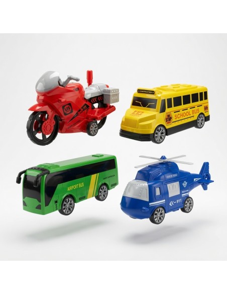 Slided Cartoon Helicopter Motorcycle Bus School Bus