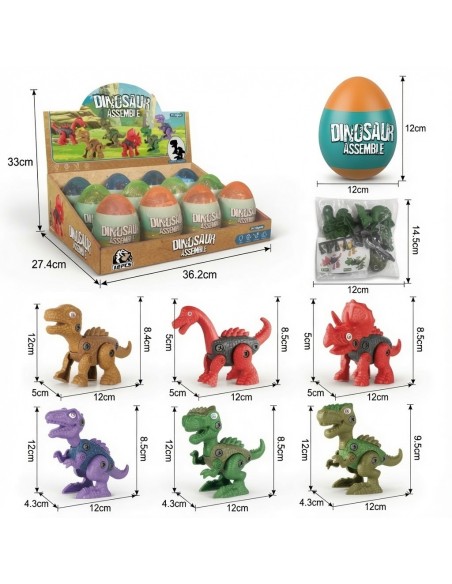 Eggs Pullback Cute Dinosaur Car (12pcs)