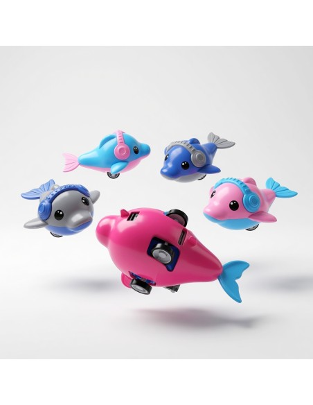 Solid Color Pullback Cartoon Dolphin