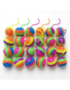 6.5cm Flashing Four-Color Spiky Ball (with Rope)