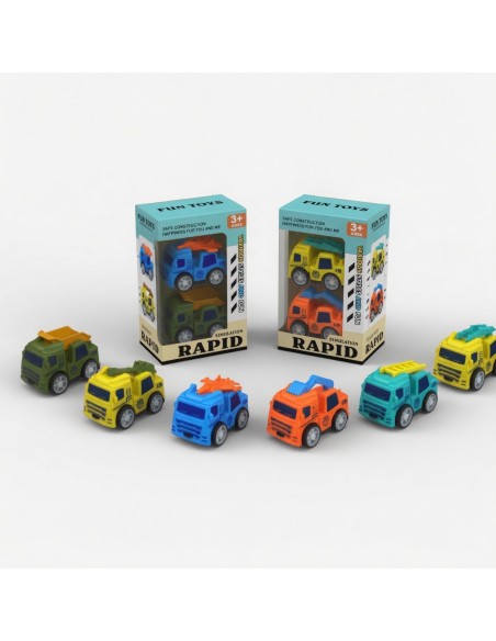 2pcs Solid Color Pullback Military Vehicles