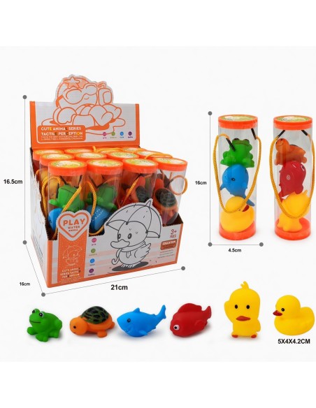 Tubes of 6 Vinyl Animal Ducks (12pcs)