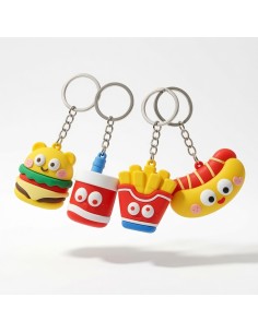 Cartoon Burger Fry Set Keychain