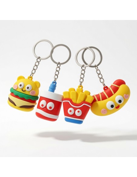 Cartoon Burger Fry Set Keychain