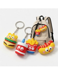Cartoon Burger Fry Set Keychain 2