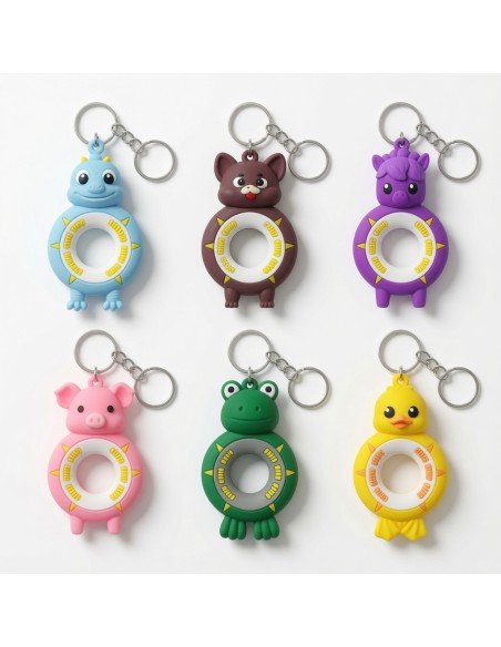 Cartoon Animal Swimming Ring Keychain